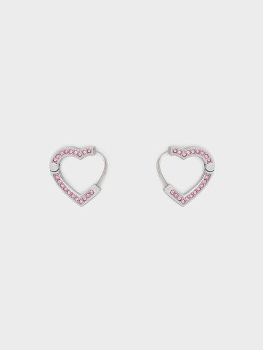 Charles & Keith - Malorie Crystal Heart Hoop Earrings - Charles & Keith - Modalova