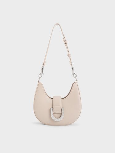 Charles & Keith - Gabine Leather Crystal-Embellished Hobo Bag - Charles & Keith - Modalova