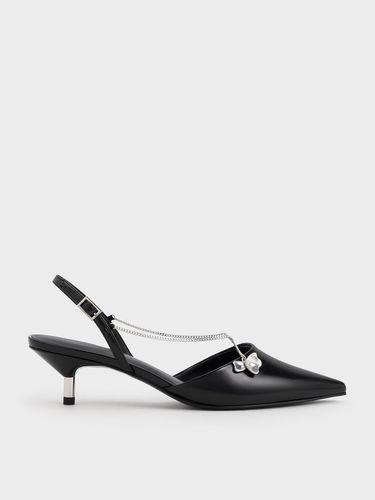 Charles & Keith - Flower-Accent Chain-Link Kitten-Heel Pumps - Charles & Keith - Modalova