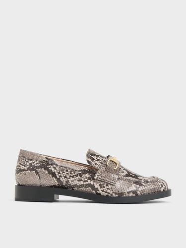 Charles & Keith - Leslie Snake-Print Metallic-Accent Loafers - Charles & Keith - Modalova