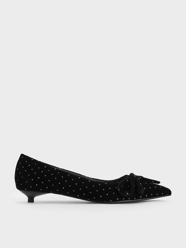 Charles & Keith - Velvet Dotted Bow Pointed-Toe Flats - Charles & Keith - Modalova