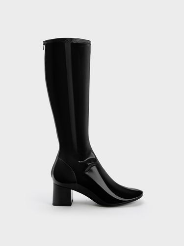 Charles & Keith - Patent Block Heel Knee Boots - Charles & Keith - Modalova