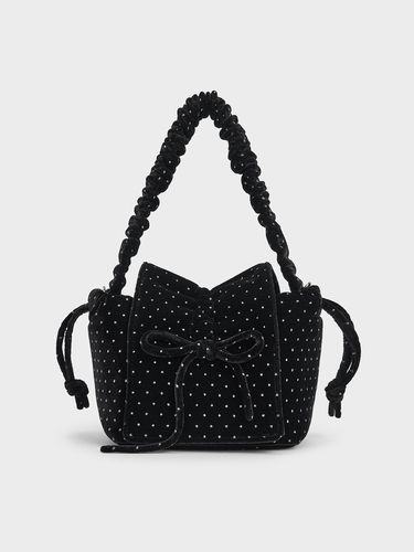 Charles & Keith - Velvet Dotted Bow Ruched Top Handle Bag - Charles & Keith - Modalova