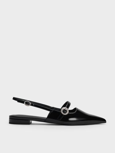 Charles & Keith - Patent Crystal-Embellished Slingback Flats - Charles & Keith - Modalova