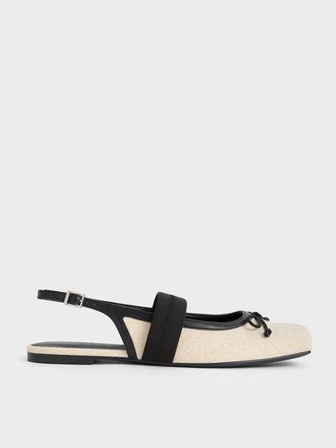 Charles & Keith - Lyric Linen & Satin Bow Slingback Flats - Charles & Keith - Modalova