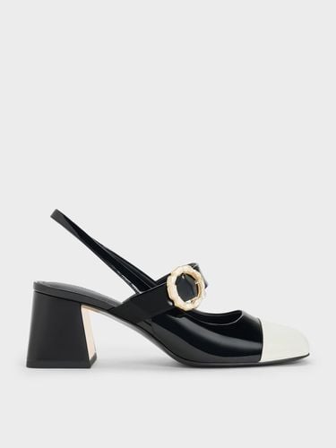 Charles & Keith - Patent Two-Tone Pearl Buckle Slingback Pumps - Charles & Keith - Modalova