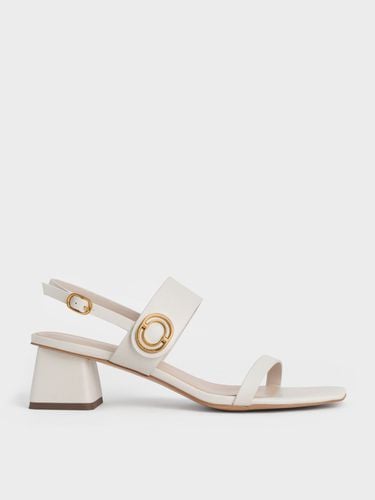 Charles & Keith - Metallic Accent Trapeze Heel Sandals - Charles & Keith - Modalova