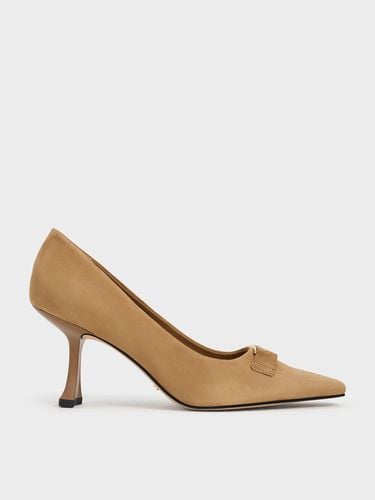 Charles & Keith - Suede Sculptural-Heel Square-Toe Pumps - Charles & Keith - Modalova