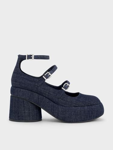 Charles & Keith - Luella Denim Triple-Strap Mary Jane Platform Pumps - Charles & Keith - Modalova