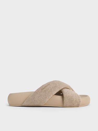 Charles & Keith - Lumi Textured Crossover-Strap Slide Sandals - Charles & Keith - Modalova