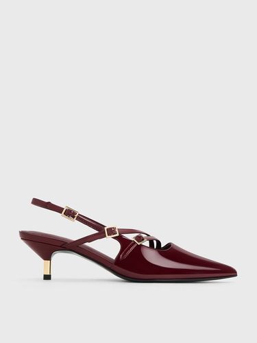 Charles & Keith - Patent Buckle-Strap Kitten Heel Slingback Pumps - Charles & Keith - Modalova