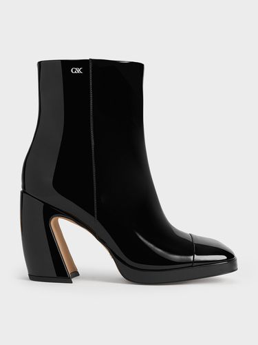 Charles & Keith - Jyll Patent Leather Sculptural-Heel Ankle Boots - Charles & Keith - Modalova