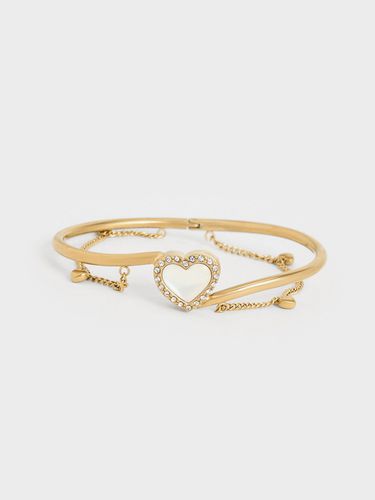 Charles & Keith - Annalise Crystal Heart-Stone Cuff Bangle - Charles & Keith - Modalova