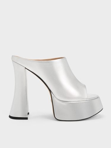 Charles & Keith - Delphine Leather Metallic Platform Mules - Charles & Keith - Modalova