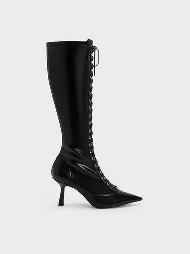 Charles & Keith - Lace-Up Pointed-Toe Knee-High Boots - Charles & Keith - Modalova