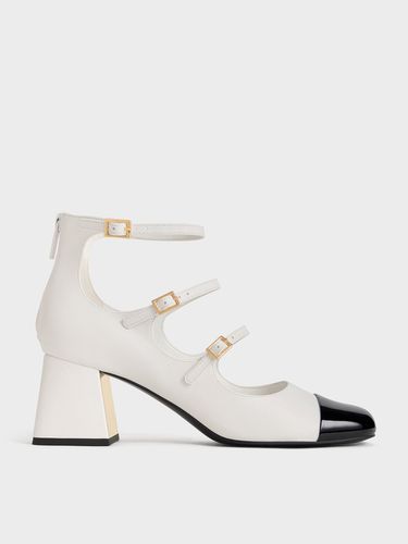 Charles & Keith - Patent Triple-Strap Cap-Toe Mary Jane Pumps - Charles & Keith - Modalova