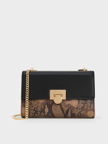 Charles & Keith - Ebba Snake Print Chain-Strap Bag - Charles & Keith - Modalova