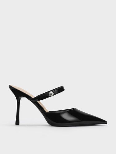 Charles & Keith - Patent Crystal-Accent Stiletto-Heel Mules - Charles & Keith - Modalova