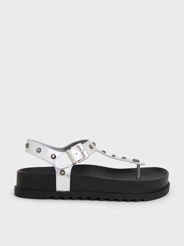 Charles & Keith - Metallic Studded Heart-Embellished Thong Sandals - Charles & Keith - Modalova