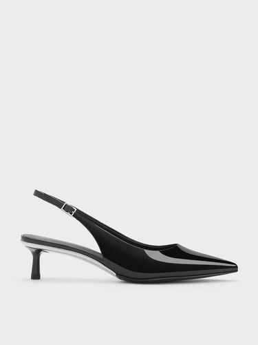 Charles & Keith - Curtis Patent Pointed-Toe Kitten-Heel Slingback Pumps - Charles & Keith - Modalova