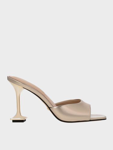 Charles & Keith - Jacqueline Metallic Leather Sculptural-Heel Mules - Charles & Keith - Modalova