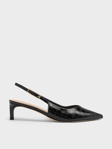 Charles & Keith - Luciana Slingback-Pumps mit Kitten Heels und Krokodiloptik - Charles & Keith - Modalova