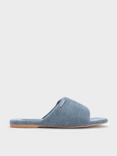 Charles & Keith - Denim Puffy Wide-Strap Slide Sandals - Charles & Keith - Modalova