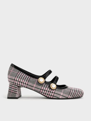 Charles & Keith - Plaid Pearl-Buckle Mary Jane Pumps - Charles & Keith - Modalova