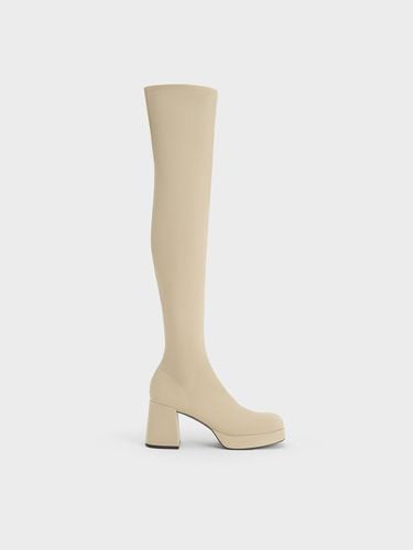 Charles & Keith - Evie Textured Platform Thigh-High Boots - Charles & Keith - Modalova