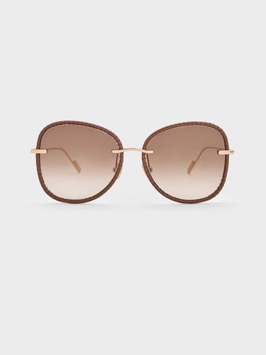 Charles & Keith - Leather Braided-Rim Butterfly Sunglasses - Charles & Keith - Modalova