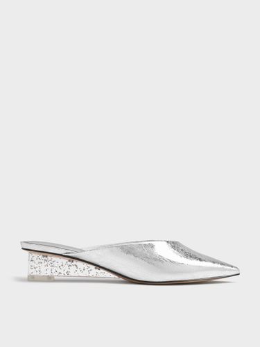 Charles & Keith - Wedge-Mules in Metallic-Optik mit gesprenkeltem Absatz und Crinkle-Effekt - Charles & Keith - Modalova