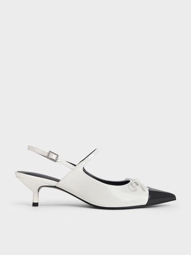 Charles & Keith - Bow Cap-Toe Kitten-Heel Slingback Pumps - Charles & Keith - Modalova