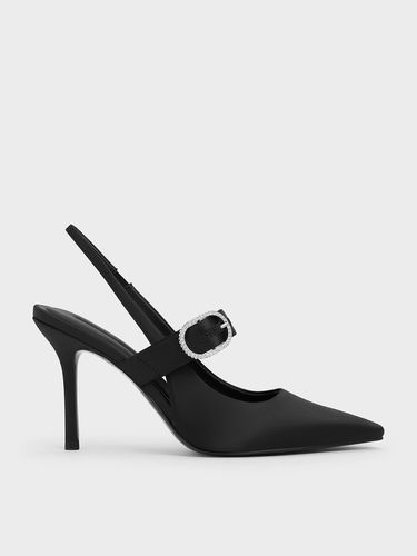 Charles & Keith - Satin Crystal-Embellished Slingback Mary Jane Pumps - Charles & Keith - Modalova