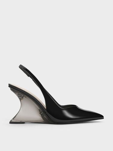 Charles & Keith - Patent Sculptural Slingback Wedges - Charles & Keith - Modalova