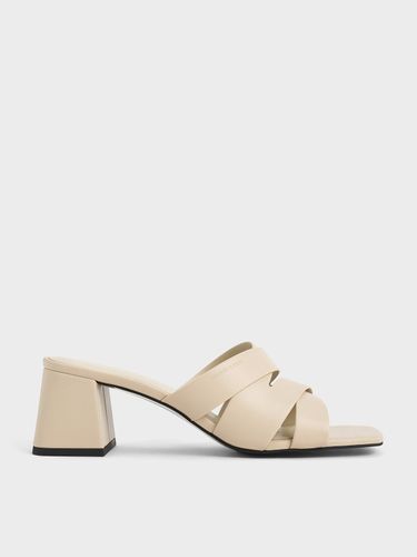 Charles & Keith - Crossover-Strap Square-Toe Block-Heel Mules - Charles & Keith - Modalova