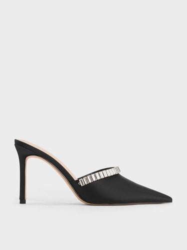 Charles & Keith - Satin Crystal-Embellished Pointed-Toe Heeled Mules - Charles & Keith - Modalova