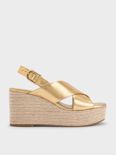 Charles & Keith - Sandales compensées espadrilles métallisées à lanières croisées - Charles & Keith - Modalova