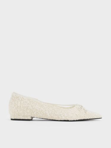 Charles & Keith - Textured Bow Pointed-Toe Ballet Flats - Charles & Keith - Modalova