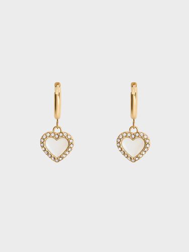 Charles & Keith - Annalise Crystal Heart-Stone Hoop Earrings - Charles & Keith - Modalova