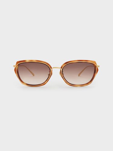 Charles & Keith - Tortoiseshell Metallic Rim Geometric-Frame Sunglasses - Charles & Keith - Modalova