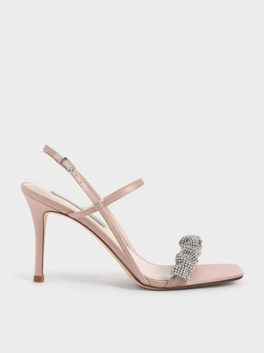 Charles & Keith - Gem-Embellished Satin Stiletto Sandals - Charles & Keith - Modalova