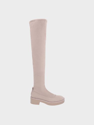 Charles & Keith - Textured Thigh-High Block Heel Boots - Charles & Keith - Modalova