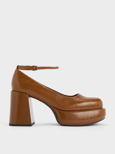 Charles & Keith - Monique Crinkle-Effect Ankle-Strap Platform Pumps - Charles & Keith - Modalova