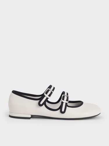 Charles & Keith - Two-Tone Double-Strap Mary Jane Flats - Charles & Keith - Modalova