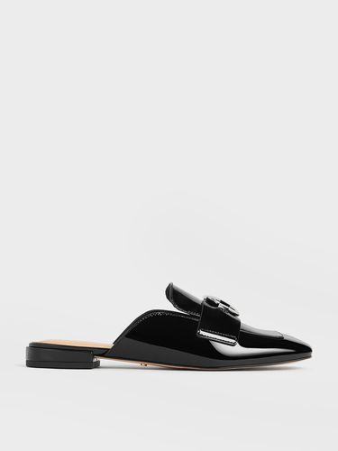 Charles & Keith - Patent Leather Metallic-Accent Loafer Mules - Charles & Keith - Modalova