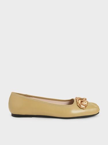 Charles & Keith - Ruched Square-Toe Chunky Chain-Link Ballerinas - Charles & Keith - Modalova