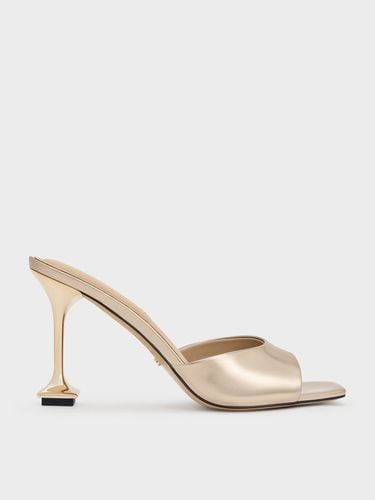 Charles & Keith - Jacqueline Metallic Leather Sculptural-Heel Mules - Charles & Keith - Modalova