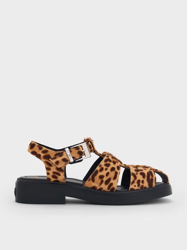 Charles & Keith - Leopard-Print Textured Caged Sandals - Charles & Keith - Modalova