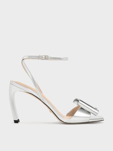 Charles & Keith - Lu Metallic Leather Bow Blade-Heel Sandals - Charles & Keith - Modalova