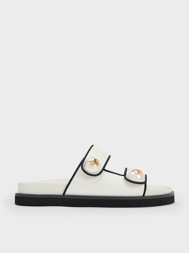 Charles & Keith - Pearl Embellished Contrast-Trim Slides - Charles & Keith - Modalova